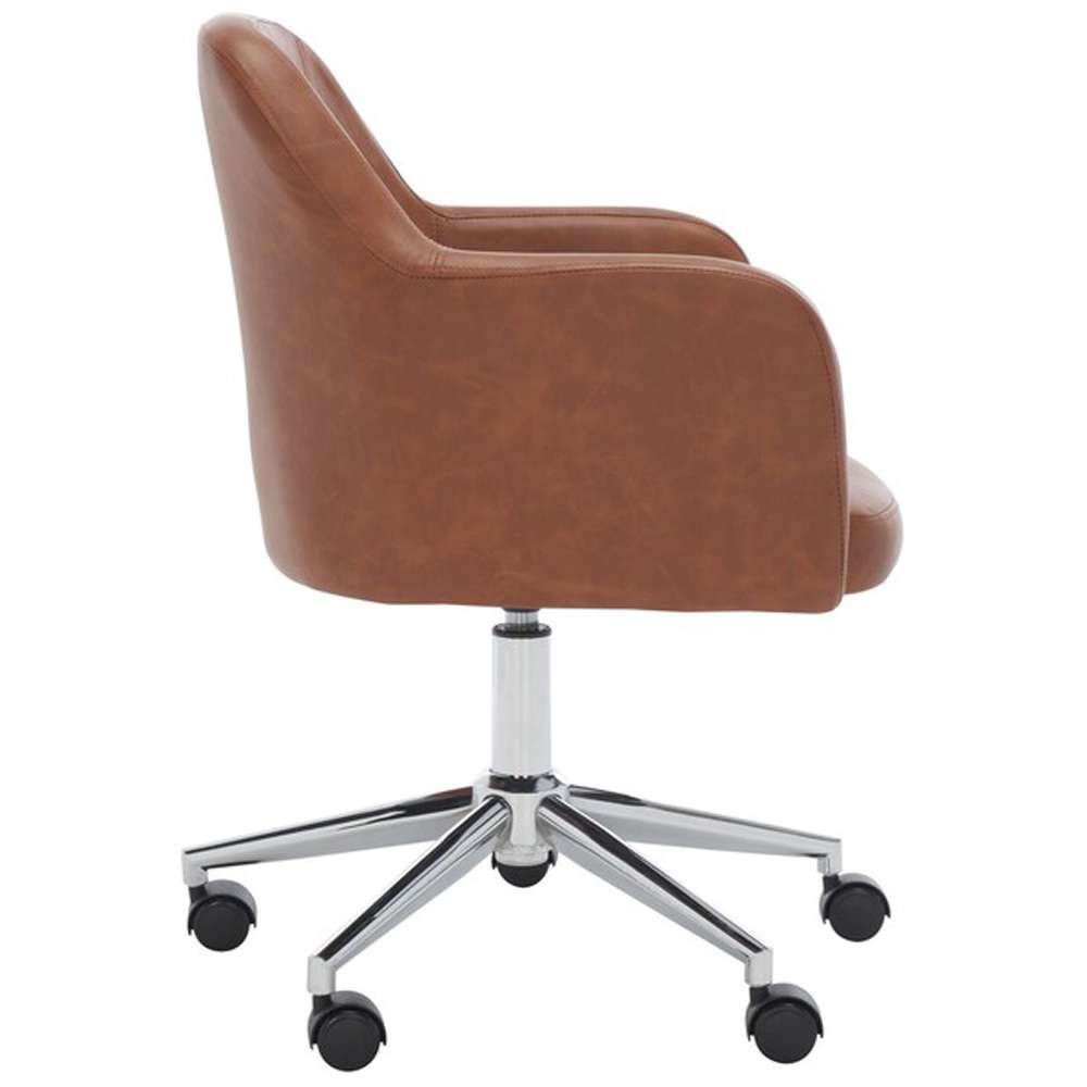 Safavieh - Kains Swivel Office Chair - Brown - Chrome - OCH2000B veiw 4