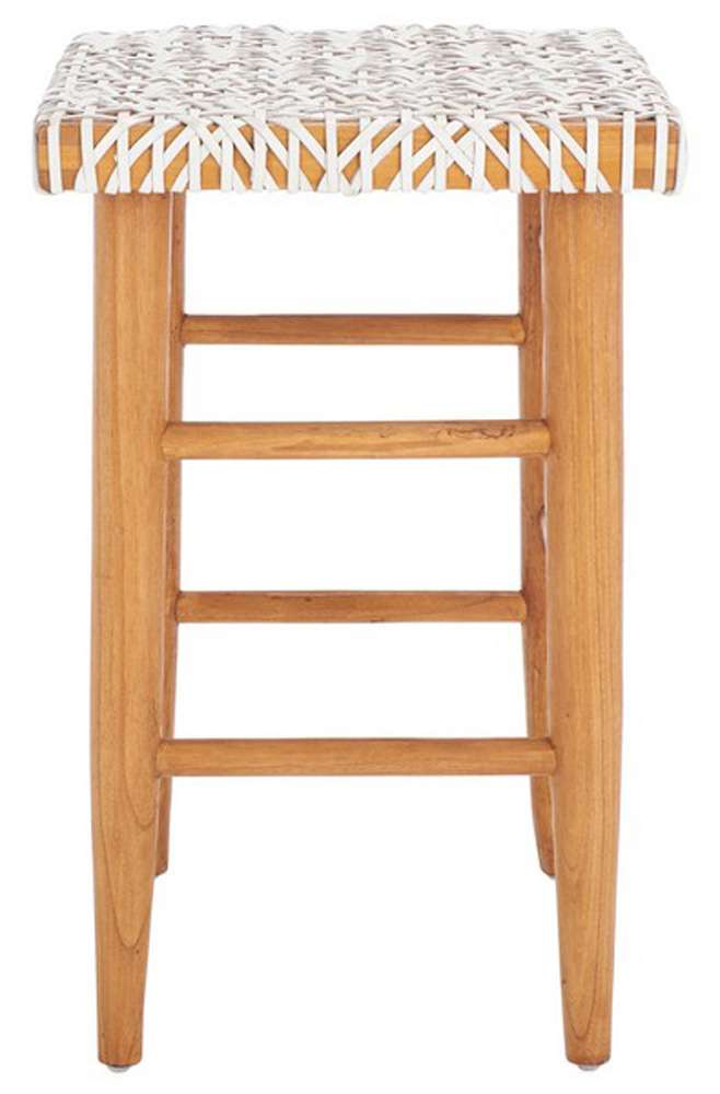 Safavieh - Kaleo Woven Leather Cntr Stool - White - Natural - BST1016A veiw 4