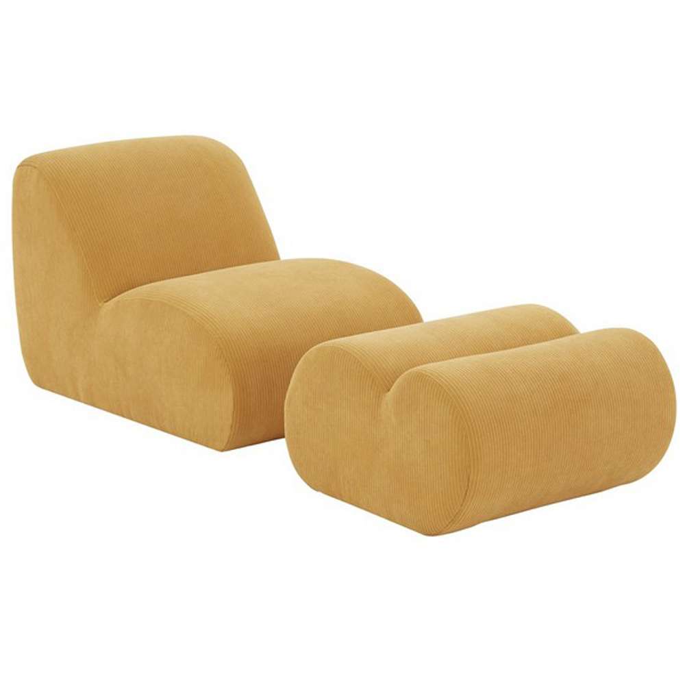 Safavieh - Couture - Kaolin Cordoroy Ac Chair & Ott - Mustard - SFV5097A veiw 3