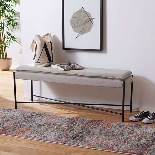 Safavieh - Kara Cushioned X Bench - Light Grey - Black - BCH6402C veiw 2