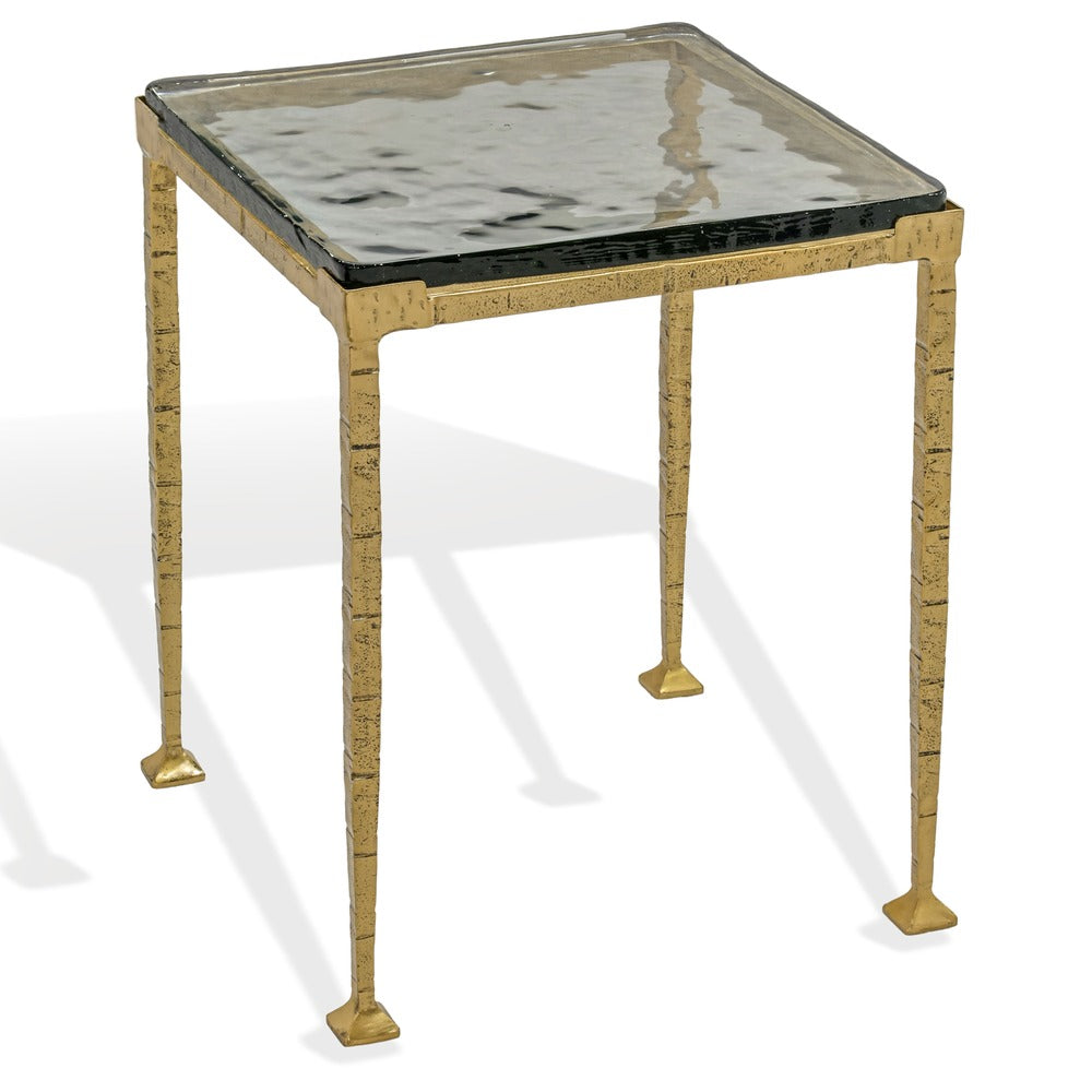 Safavieh - Karmelina Cast Glass Square Accent Table / Smoked Glass / Brass - SFV7927A view 3