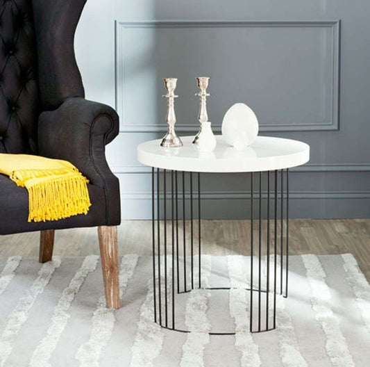 Safavieh - Kelly End Table - White - Black - FOX4201A veiw 2
