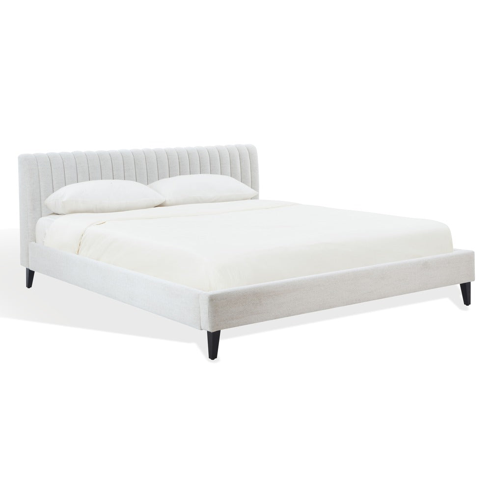 Safavieh - Kerribecca Chenille Channel Tufted Queen Bed / Taupe / Walnut - SFV4890A-Q-2BX view 3