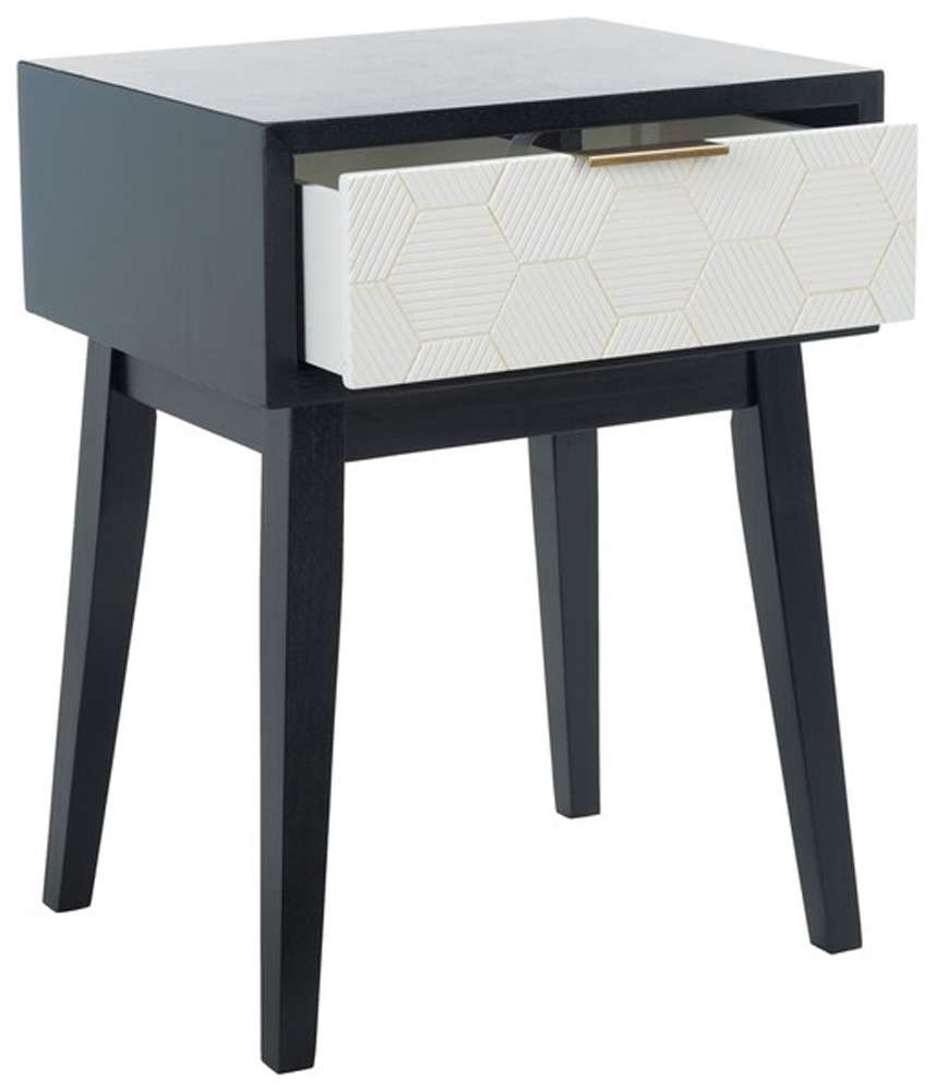 Safavieh - Keya 1 Drawer Accent Table - Black - White - ACC6601B veiw 4