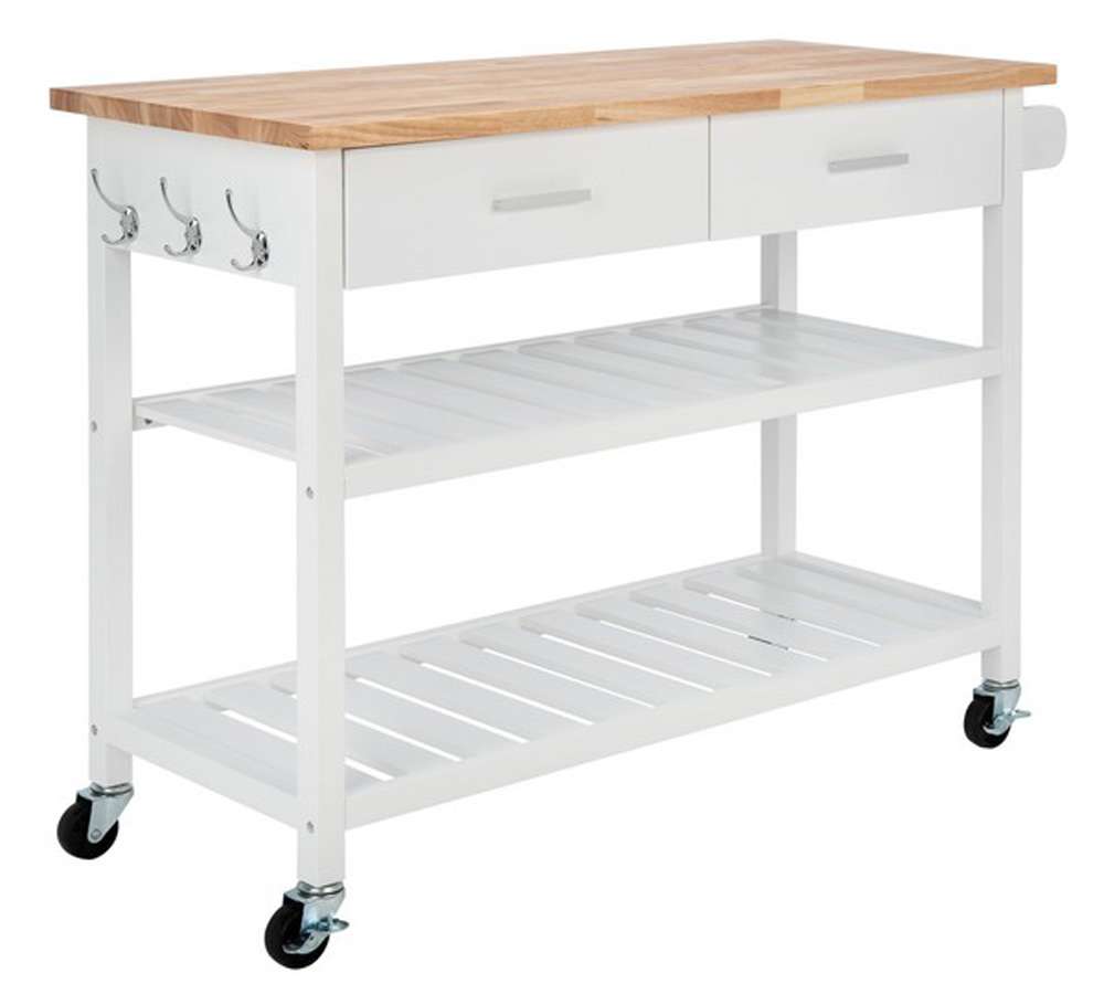 Safavieh - Kiko 2Drw 2Shelf Kitchen Cart - White - Natural - KCH8704A veiw 4