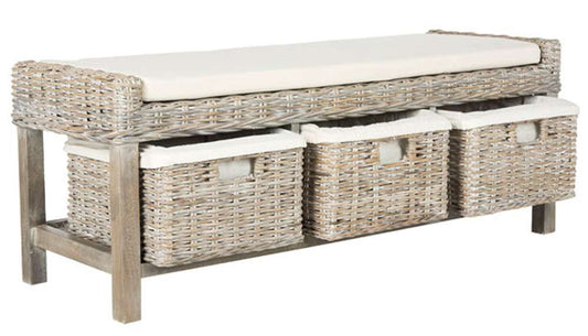 Safavieh - Kobutsu Storage Bench - White - White Washed - FOX6537A veiw 2