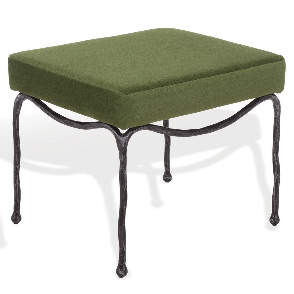 Safavieh - Lacarla Velvet And Metal Legs Ottoman / Olive Green / Black - SFV7920B view 3
