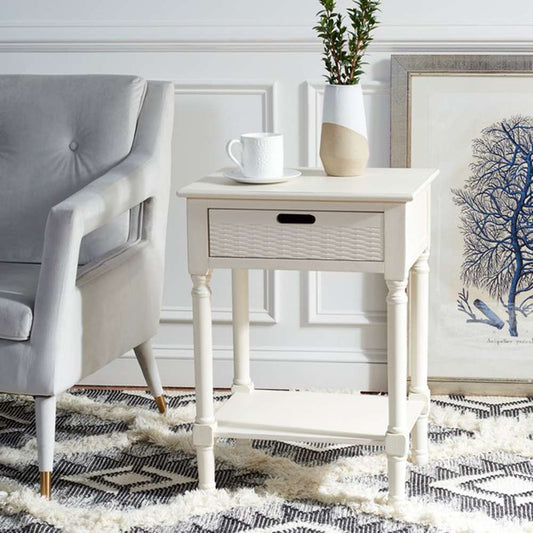 Safavieh - Landers 1 Drw Accent Table - Distressed White - ACC5708A veiw 2