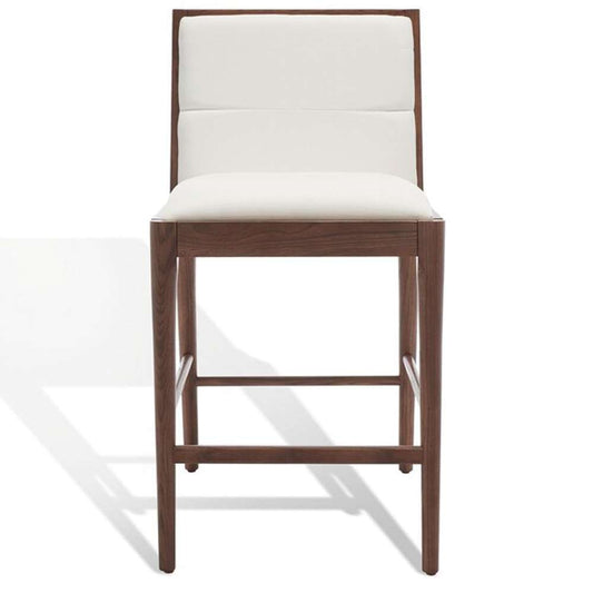 Safavieh - Couture - Laycee Linen Counter Stool - Walnut - White (Set of 2) - SFV4147C-SET2 veiw 2