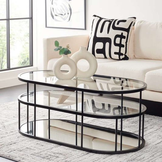 Safavieh - Layta 3 Shelf Coffee Table - Black - Clear - COF6402B veiw 2