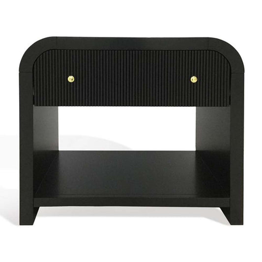 Safavieh - Couture - Liabella 1 Drw Curved Nightstand - Black - Gold - SFV2145B veiw 2