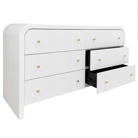 Safavieh - Couture - Liabella 6 Drw Curved Dresser - White - Gold - SFV2144A veiw 2