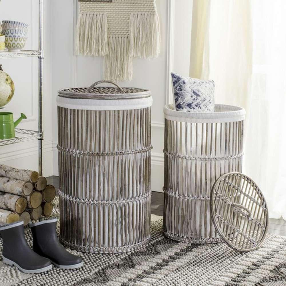 Safavieh - Libby Laundry Basket Set Of 2 - White - White Washed - HAC6502A veiw 1