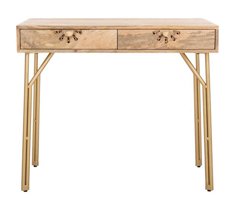 Safavieh - Lily 2 Drawer Desk - Natural - Brass - DSK9006A