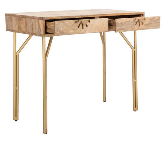 Safavieh - Lily 2 Drawer Desk - Natural - Brass - DSK9006A veiw 2