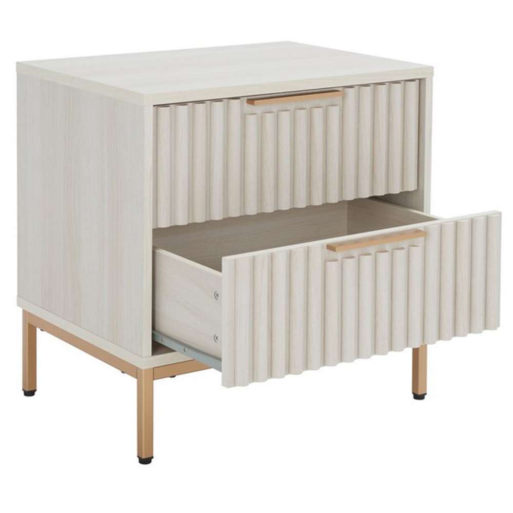 Safavieh - Lylia 2 Drawer Nightstand - White - Gold - NST9605C veiw 4