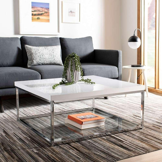 Safavieh - Malone Coffee Table - White - Chrome - FOX2214A veiw 2