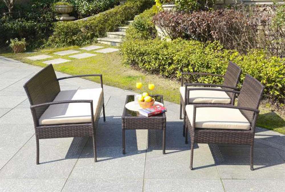 Safavieh - Mattia 4 Piece Lounge Set - Brown - Beige - PAT9001A veiw 1