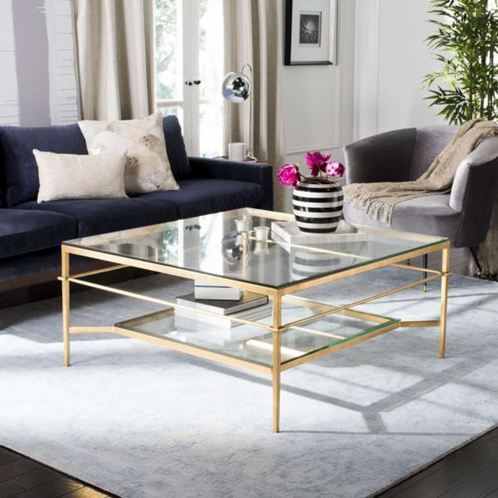Safavieh - Couture - Mieka Cocktail Table - Gold - Glass - AMH8307A veiw 1