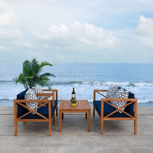 Safavieh - Nunzio 4 Piece Set - Natural - Nvy + Trellis P - PAT7031K veiw 2