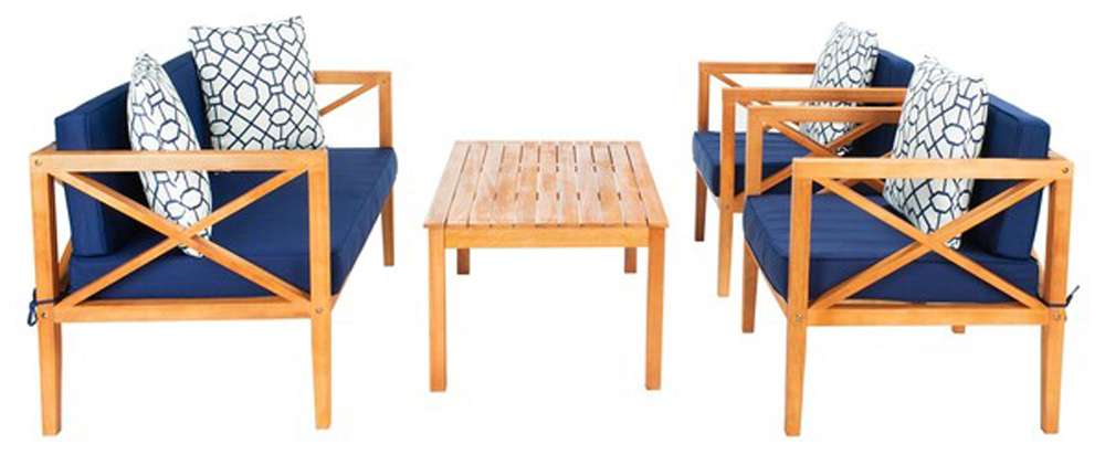 Safavieh - Nunzio 4 Piece Set - Natural - Nvy + Trellis P - PAT7031K veiw 4