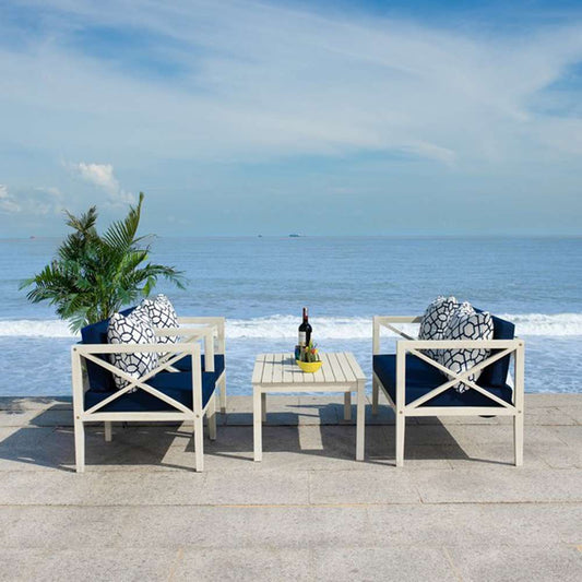 Safavieh - Nunzio 4 Piece Set - White - Nvy + Trellis P - PAT7031J veiw 2