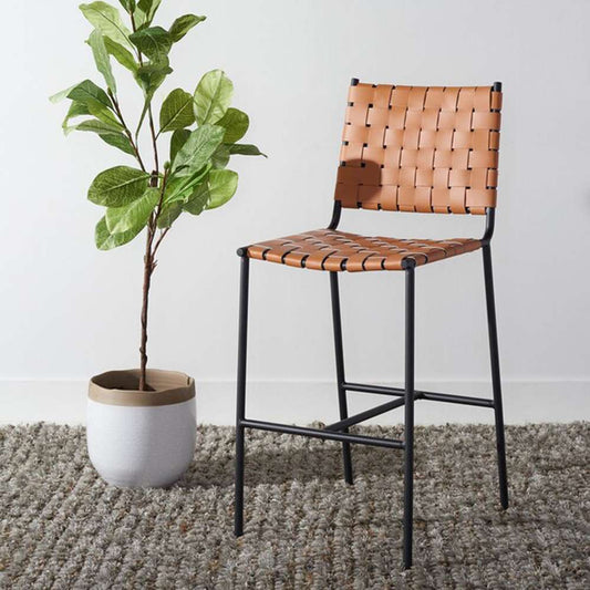 Safavieh - Olenna Woven Counter Stool - Cognac - Black - BST3011B veiw 2