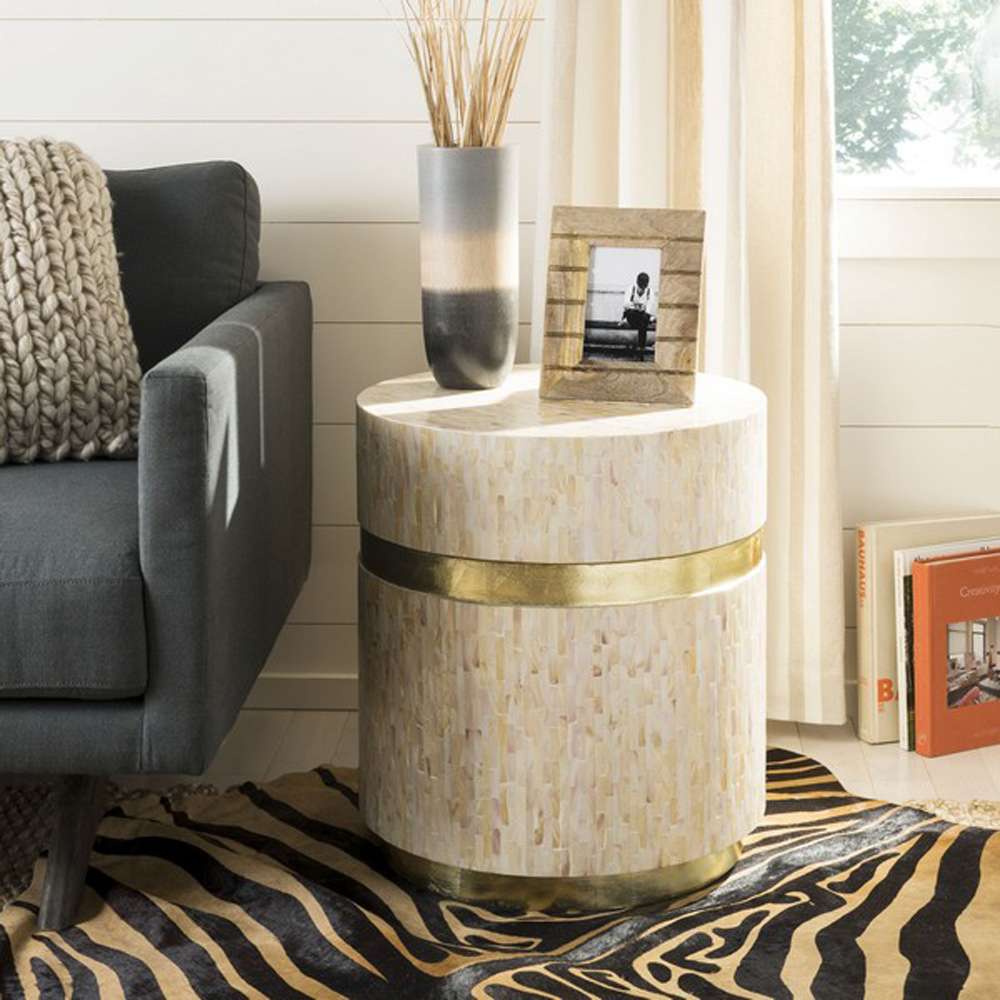 Safavieh - Perla Mosaic Round Side Table - Pink Champagne - Gold - TRB1007A veiw 2