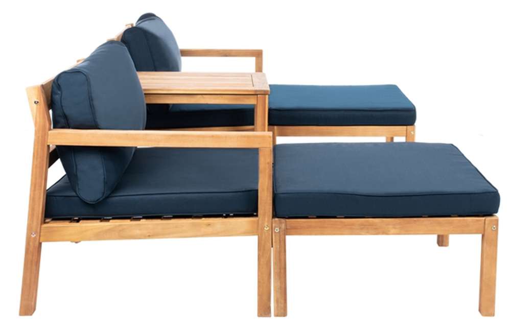 Safavieh - Pratia 5Pc Outdoor Set - Natural - Navy - PAT6759B veiw 4