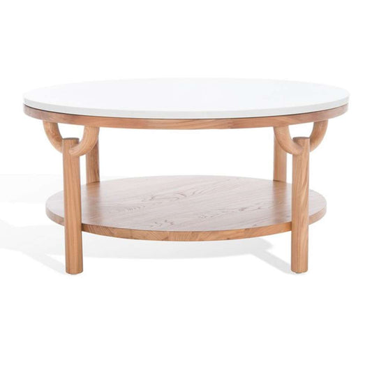 Safavieh - Couture - Puck Marble Top Coffee Table - Natural - White - SFV2305A veiw 2