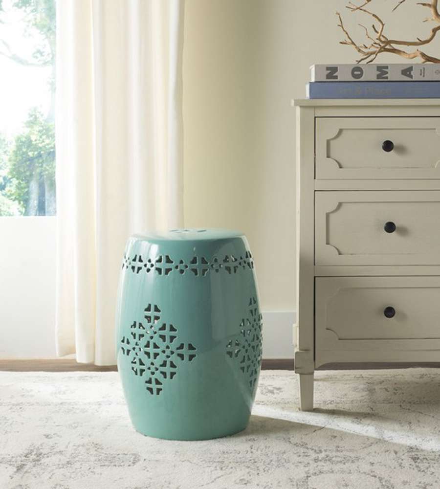 Safavieh - Quatrefoil Garden Stool - Light Blue - ACS4535C veiw 1