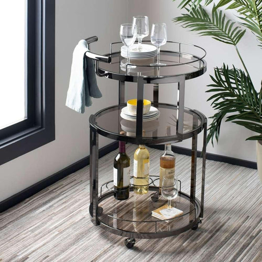 Safavieh - Rio 3 Tier Round Bar Cart - Black Nickel - Tea - BCT8002B veiw 2