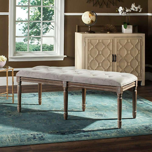 Safavieh - Rocha Tufted Traditional Bench - Grey - Rustic Oak - FOX6231B veiw 2