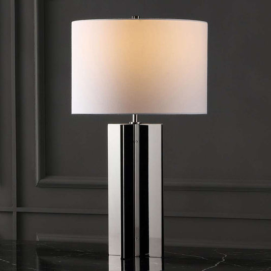Safavieh - Couture - Rollins Square Metal Table Lamp - Nickel - White - CTL1026B veiw 2