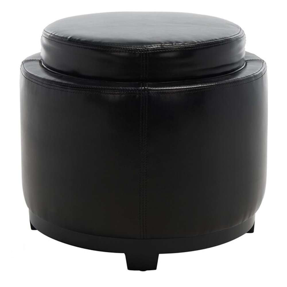 Safavieh - Round Storage Ottoman - Black - HUD4045B veiw 4