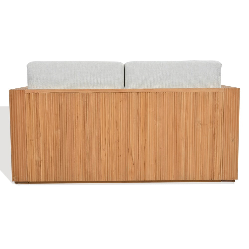 Safavieh - Saint Lucia Reeded Brazilian Teak Wood Patio Loveseat / Natural Teak / White - CPT1073A view 3