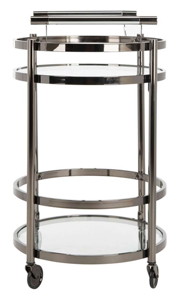 Safavieh - Sienna 2 Tier Round Bar Cart - Black Nickel - Glass - BCT8001A veiw 4