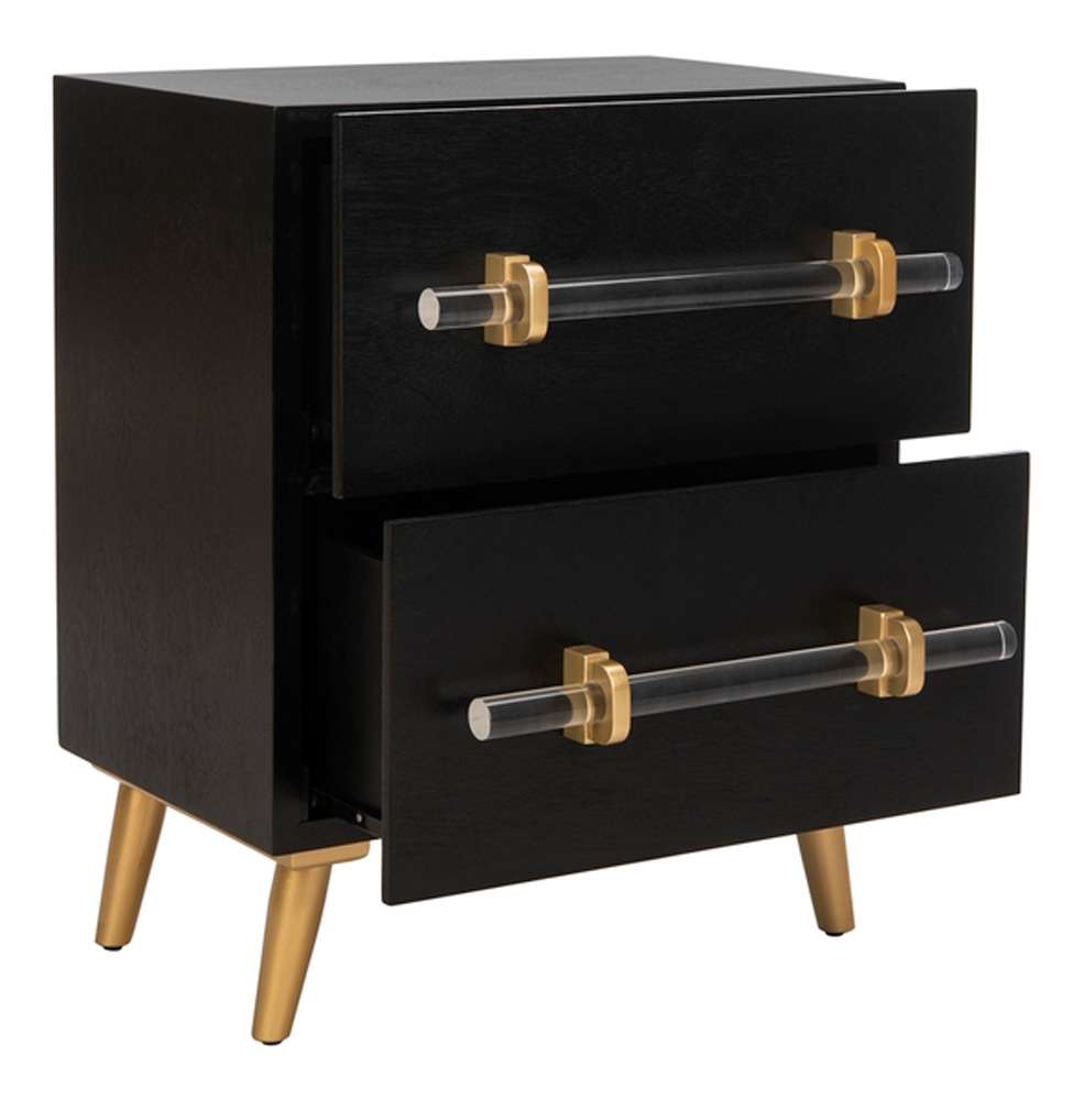 Safavieh - Sienne 2 Drawer Nightstand - Black - Gold - NST6600A veiw 4