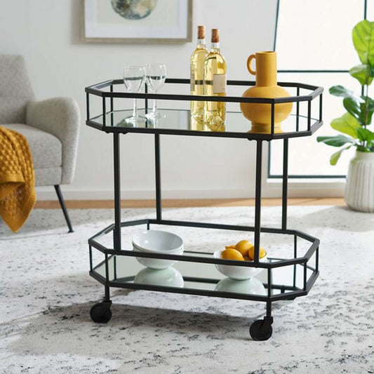 Safavieh - Silva 2 Tier Octagon Bar Cart - Matte - Black - BCT8004D veiw 2
