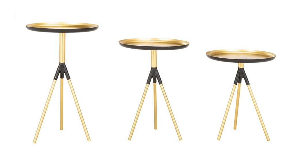 Safavieh - Talon Metal Side Table Set Of - Gold - Black - FOX4523A veiw 1