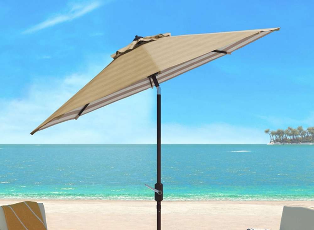 Safavieh - Tiana 9Ft Crank Umbrella - Beige - White - PAT8007B veiw 1