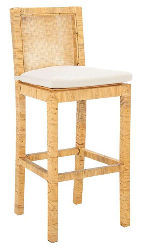 Safavieh - Tojo Cane Bar Stool W/ Cushion - White - Natural - BST6503A veiw 4