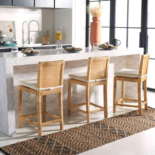 Safavieh - Tojo Cane Counter Stool W/Cush - White - Natural - BST6502A veiw 2