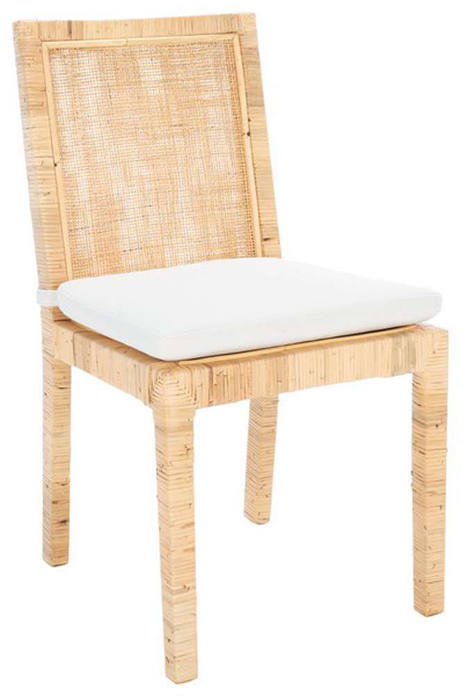 Safavieh - Tojo Cane Dining Chair W/ Cush - White - Natural (Set of 2) - DCH6502A-SET2 veiw 4