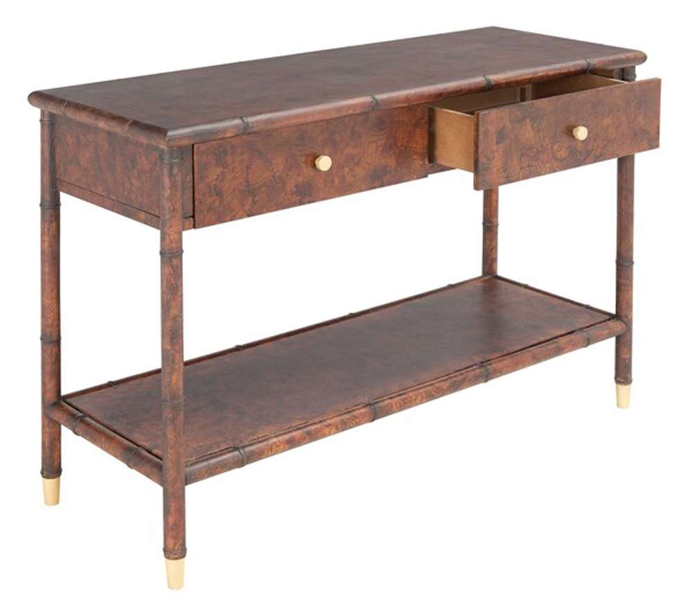 Safavieh - Tudor 2 Drw 1 Shlf Console Table - Dark Brown - Gold - CNS6600A veiw 4