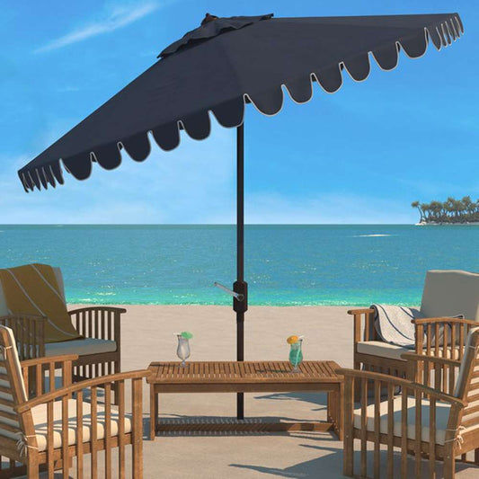 Safavieh - Venice 11Ft Crank Umbrella - Navy - White - PAT8110A veiw 2
