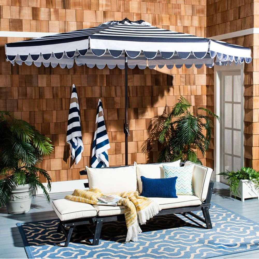 Safavieh - Vienna 11Ft Crank Umbrella - Navy - White - PAT8111C veiw 2