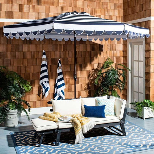 Safavieh - Vienna 11Ft Crank Umbrella - Navy - White - PAT8111C veiw 2