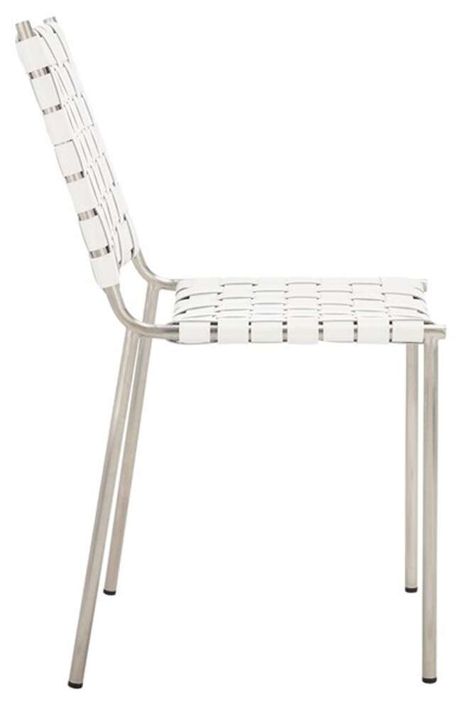 Safavieh - Wesson Woven Dining Chair - White - Silver (Set of 2) - DCH3005C-SET2 veiw 4