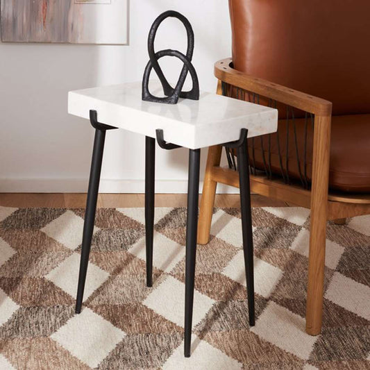 Safavieh - Yuki Stone Top Accent Table - White - Black - ACC3708A veiw 2